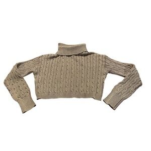 ANWND Cropped Cable Knit Turtleneck Sweater – Size Small – 100% Cotton